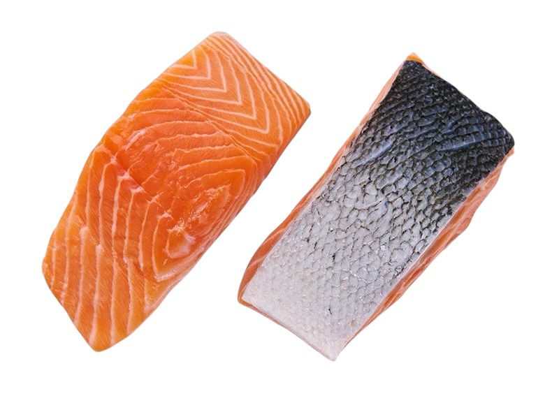 Premium Atlantic Salmon Portion Skin on Frozen from Chile - Pack: IVP - Size: 6oz & 8oz - c